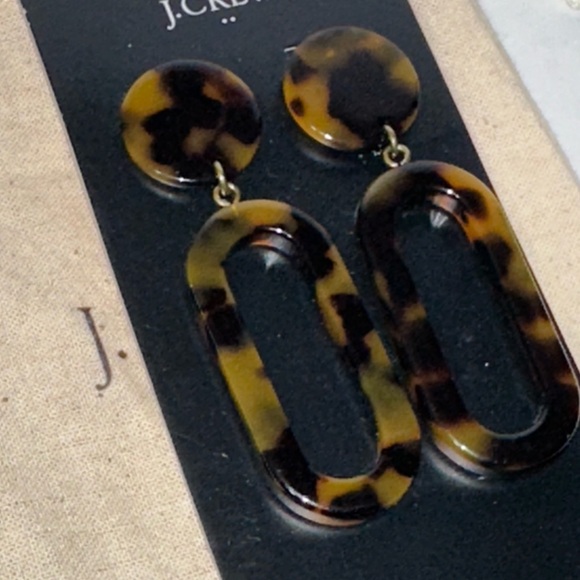 J. Crew Brown and Black Oval leopard print Earrings - Picture 4 of 4